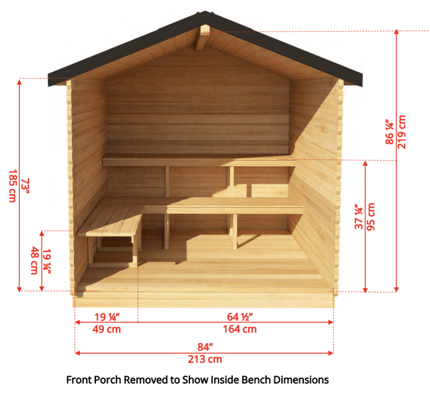 Sauna drawings from Leisurecraft with Porch Cutout
